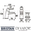 Bristan Pisa Basin Mixer Clicker Waste Tap Dimensions